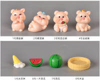 ตุ๊กตาจิ๋ว หมูน้อยกินแตางโม เซต 8 ชิ้น