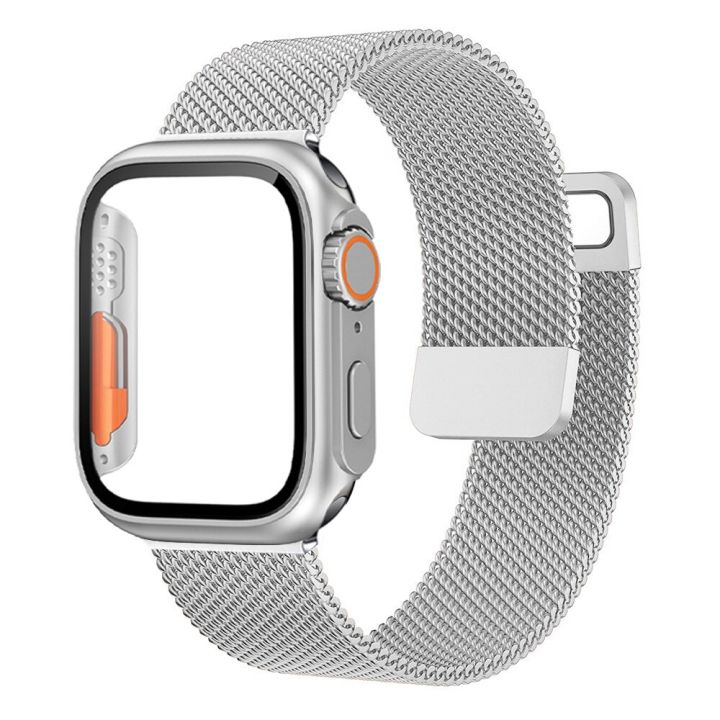 glass-case-strap-for-apple-watch-band-40mm-44mm-45mm-41mm-45-44-mm-cover-milanese-loop-bracelet-correa-iwatch-series-7-se-45-6-8-straps