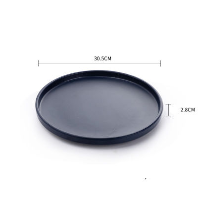 Nordic Style Solid Color Plastic Round Plates Family Steak Plate Meal Shallow Plate Serving Tray Restaurant Kitchen Tableware