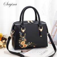 Luxury Embroidered Handle Bags for Women PU Leather Shoulder Crossbody Bag High Quality Messenger Handbag Middle-aged Mommy Bag