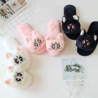 ✇ Women Sailor Moon Slippers Warm Slippers Luna Cute Cat Plush Shoes Home Slippers