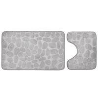 2Pcs Bath Mat,Bathroom Mat and U-Shaped Contour Toilet Rug Set,Memory Foam Absorbent Machine Washable Floor Bathmat