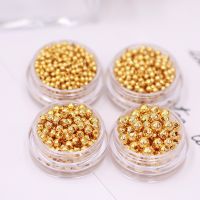 ∋⊕► 50/100Pcs 18K Real Gold Bag Color Gold Beads Scattered Smooth Ball Spacer Fine Jewelry Making DIY Bracelet Necklace