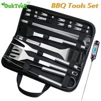 Stainless Steel BBQ Tools Set Barbecue Grilling Utensil Kitchen Accessories Outdoor Camping Cooking Tools Kits With Nylon Bag