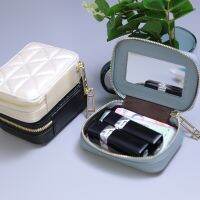 【CC】 2021 Fashon Leather Makeup Organizer with Mirror Sticks Holder