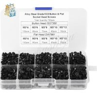 720pcs/set M3 Alloy Steel Hex Socket Flat Head Screws Bolts Assortment Kit Fastener Hardware With Box Black