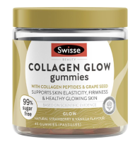 Swisse Beauty Collagen Glow Gummies 45 Gummies  คอลลาเจนแบบกัมมี่ 45 เม็ด เคี้ยวได้ รสสตรอเบอรี่