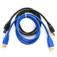 2 Pieces of USB3.0 Male-To-Male Data Cable AM to AM OD5.5 Hard Drive Extension Cable (Blue and Black)