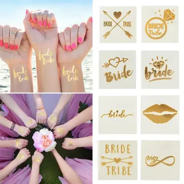 Amazon.com : FRCOLOR 8 Sheets Bachelorette Party Tattoos Bride Tattoos Team  Bride Tribe Metallic Temporary Tattoos Bridesmaid Gift Bridal Shower Favor  and Decorations : Beauty & Personal Care