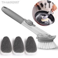 ♧﹍ Refillable Liquid Cleaning Brush Kitchen Bowl Scrubber Cleaning Sponge Long Handle Dispenser Cleaner Tool with Dish Soap Washing