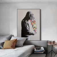 Original Retro Street Graffiti Abstract Art Wall Painting Photo Poster Print on Canvas for Living Room Decoration