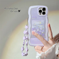 เคส RouJiang สำหรับ iPhone 14 13 12 11 Pro Max X XR Xs Max 8 7 6S Plus SE 2020ภาพวาดสีน้ำมันดอกไม้สีม่วงเคสโทรศัพท์ปิดขอบลอนฝาครอบป้องกันเนื้อนิ่ม TPU พร้อมโซ่