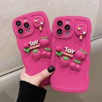 เคสสำหรับ iPhone 14 13 12 11 Pro Max X XS Max 7/8 6S เคสครอบโทรศัพท์รูปหมีและลูกพีช