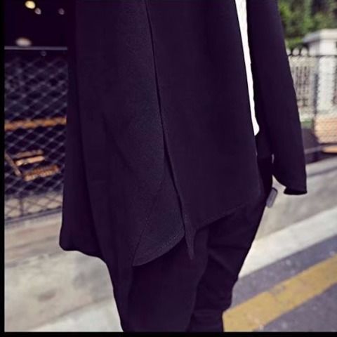 idopy-แฟชั่นเกาหลีผู้ชายสไตล์พังก์สีดำเสื้อกันหนาวหมวกฮิปฮอปโกธิคเสื้อเคปเสื้อคลุมมิ้มผิดปกติ