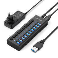 Acasisusb HUB 3.0 ความเร็วสูง 5Gbps 10 พอร์ตแบบพกพา USB 3.0 HUB Splitter พร้อมอะแดปเตอร์ภายนอก PC สำหรับอุปกรณ์เสริม