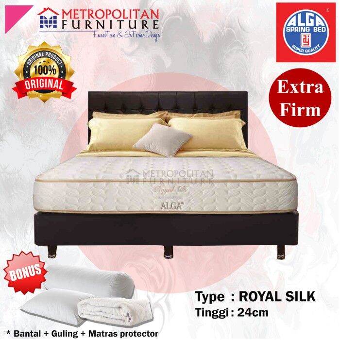 Springbed ALGA Royal Silk FULL SET Kasur Spring bed Extra Keras