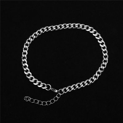 Trendy Stainless Steel Anklet Simple On Foot Ankle Bracelets For Women Men Leg Chain Jewelry Gifts 23.5cm 22cm Long 1 PC