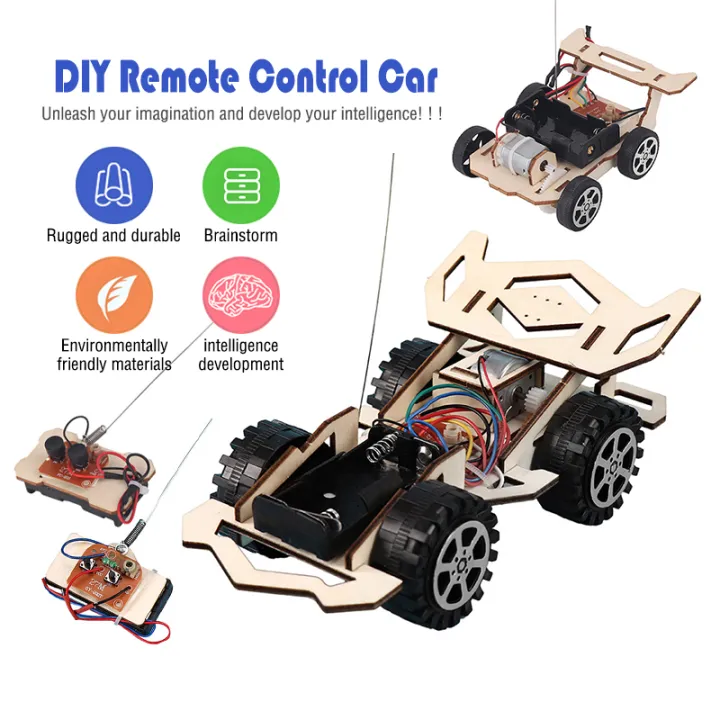 Diy Kereta Kawalan Jauh Remote Control Wooden Racing Matrix Car Model