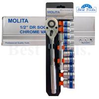 MOLITA TOOLS ชุดเครื่องมือ ประแจ ชุดบล็อก 12 ชิ้น ขนาด 1/2 (4หุน)CR-V แท้