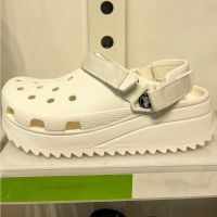 Crocs Classic Hiker Clog Pure White Thick-Soled Beach Shoes 5CM Outdoor Sandals Toe-Covered Slippers#206772