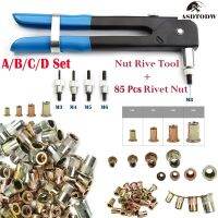 Manual Riveter Nut Rivet Gun /12/170/220Pcs Metric Carbon Steel Zinc Plated Rivet Nuts Flat Head Riveting Tool