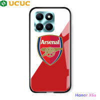 เคส UCUC สำหรับ Honor X6A เคสฟุตบอลลีกคลับเคสโทรศัพท์หรูสำหรับเด็กผู้ชายเคสกระจกเทมเปอร์ป้ายโลโก้ฝาหลังกันกระแทก