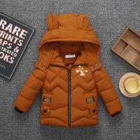 1 2 3 4 5 Years Winter Boys Jacket 4 Color Cartoon Bear Cute Keep Warm Thick Hooded Coat For Kids Children Heavy Outerwear