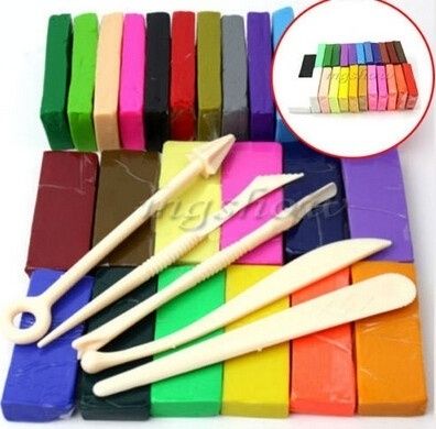 5 Tool + 32 Color Oven Bake Polymer Clay Blocks Modelling Moulding Sculpey Tool Set Children Educational Toys LKS99