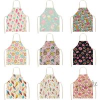 【hot sale】✱▬☈ D13 Ice Cream Printed Women Men Kitchen Aprons Waterproof Cooking oil-proof Cotton Linen Antifouling Chef Apron 68x55cm 0140