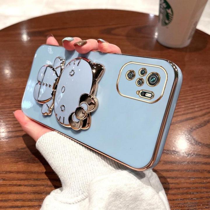 folding-makeup-mirror-phone-case-for-xiaomi-redmi-note-10-pro-max-note-10s-4g-case-fashion-cartoon-cute-cat-multifunctional-bracket-plating-tpu-soft-cover-casing