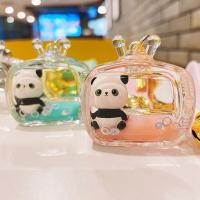 Cute cartoon oiled acrylic doll panda quicksand bottle key chain small TV bag pendant backpack pendant key toys