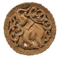 Teak Wood Carving Round Shape 25x25x1.5 cm.-Not Paint (ไม้สักแกะสลักแบบกลม ขนาด 25x25x1.5 ซ.ม. ***งานดิบไม่ทำสี***)