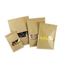 Ziplock Kraft Paper Tea bag Window Bag Dried Food Fruit Tea Gift packaging Zipper Self Sealing Bags 50pcs/lot Food Storage Dispensers