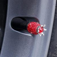 4Pcs Crown Bling Diamond Crystal Wheel Caps Rhinestone Clay ABS Car Tires Valves Tyre Stem Air Valve Caps Airtight Cover Bling