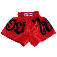 THAISMAI MT03 - กางเกงมวยไทย "ปักมวยไทย" รอบขา ผ้าร่ม สีแดง - Thai Boxing Shorts  Nylon Red