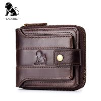 ZZOOI Mens Vintage Fashion Wallet Genuine Leather Purse Male Rfid Wallet Multifunction Storage Bag Coin Purse Wallets Card Bags