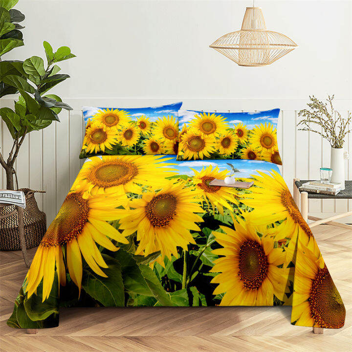 hot-sunflower-queen-sheet-set-girl-lady-s-room-flower-bedding-set-bed-sheets-and-pillowcase-bedding-flat-sheet-bed-sheet-set