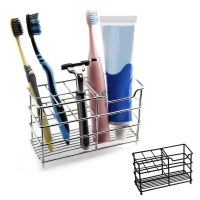 ♛☒ Multi-function Stainless Steel Toothbrush Toothpaste Holder Practical Vanity Countertops Storage Rack Bathroom Kitchen Organizer