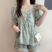 Chiffon Blouse Women Korean Style Sweet Puff Sleeve Top Summer Casual Loose Shirt 2023 New