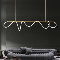 Modern Hose Led Chandelier Long Gold Black Dimmable for Dining Living Room Center Table Kitchen Pendant Lamp Home Decor Lighting