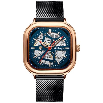 ⌚AILANG นาฬิกาสำหรับผู้ชาย2023การหมุนอัตโนมัตินาฬิกากลไกใหม่เสื้อเว้าแบรนด์กลไกสี่เหลี่ยม