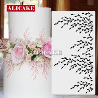 Willow Branch Design Cake Stencil for Fondant Biscuit Plant Cake Decorating Tools Baking Wedding Party Food Grade PET Templates Bread  Cake Cookie Acc