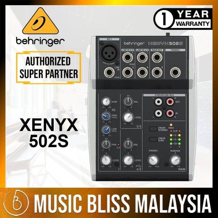 Behringer XENYX 502S Premium Analog 5-Input Mixer with USB Audio ...