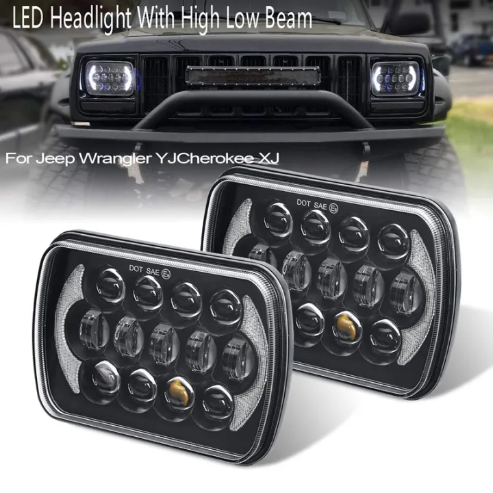 1 Pair Rectangular Sealed Beam LED Headlight with High Low Beam Turn Signal  for Jeep Wrangler YJ Cherokee XJ | Lazada PH