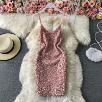 Sexy Womean Sequins Mini Dress Fashion Spaghetti Strap Sleeveless Skinny Bodycon Dress Vestidos Evening Club Party Dresses