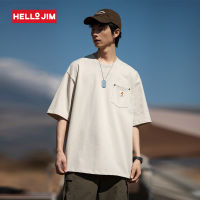 HELLO JIM เสื้อยืดโอเวอร์ไซส์สำหรับผู้ชายเสื้อยืดมีกระเป๋าตอกหมุดมาใหม่ล่าสุด2023สำหรับผู้ชายเสื้อยืด100% ผ้าฝ้ายทรงหลวม K1846