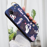 Case4you สำหรับ C30S Realme พร้อมสายรัดข้อมือเคสโทรศัพท์ Kuromi น่ารักลายการ์ตูนเคสขอบสี่เหลี่ยมคลุมทั้งหมดปลอกซิลิโคนเหลวเคสป้องกันการกระแทกกล้อง