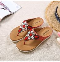 Opened 2023 new national summer beach slippers retro beaded sandals shells by the sea