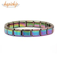 Hapiship Top Fashion Women Jewelry 9mm Width Colorful Color Stainless Steel Bracelet Bangle Girls Wedding Gift G114 Mobile Accessories