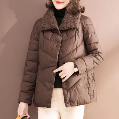 Cotton-padded coat 2023 new winter light &amp; fashionable lamb wool middle-aged cotton-padded coat womens short coat loose cotton jacket 2023